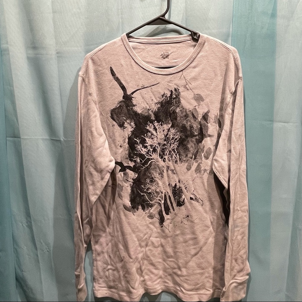 JF J Ferrar Gray Long Sleeve Graphic Tee Size XLT